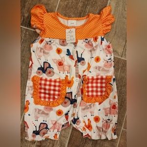Boutique baby girls farm animal romper size 18 month